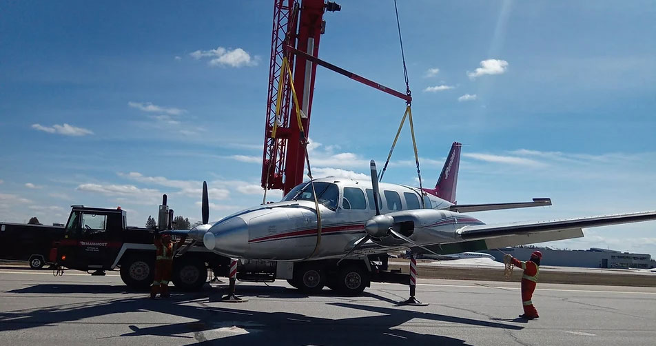 An aircraft in the middle of the recovery process.