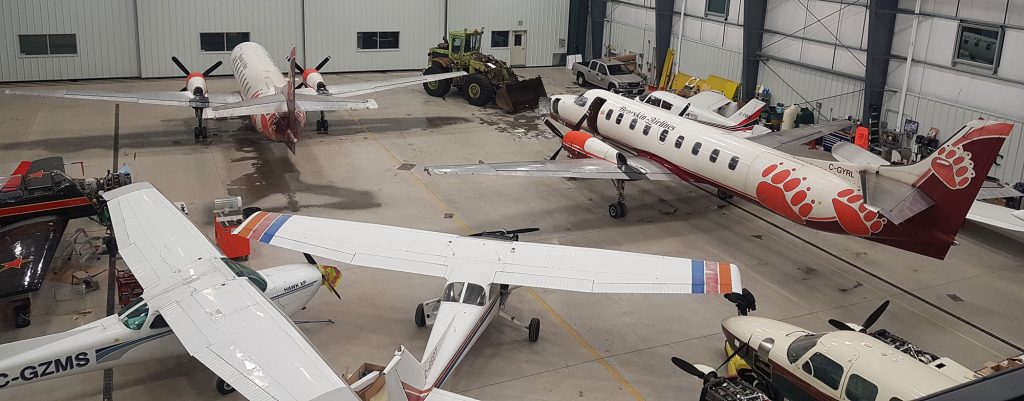 Commercial and private planes in our storage facility.